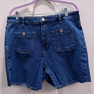 Michael Kors Indigo Denim High-Rise Pocket Shorts